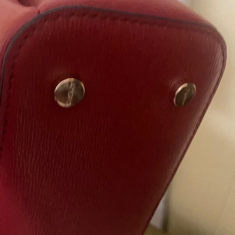 DKNY Cherry Red Saffiano Leather Satchel - Gold Hardware